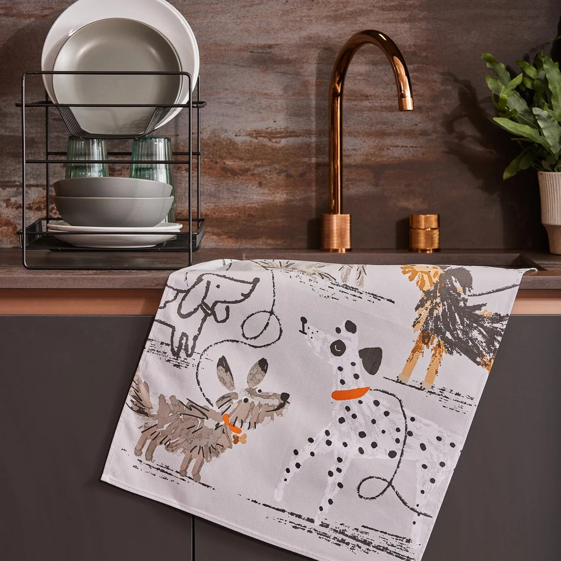 Ulster Weavers Dog Days Cotton Tea Towel in Grey