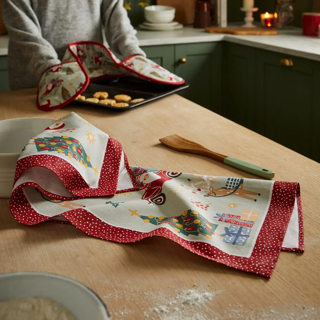 Ulster Weavers Tis the Season Christmas Recycled Cotton Blend Tea Towel in Green