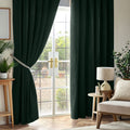 Chenille Thermal Blackout Pencil Pleat Curtains in Green