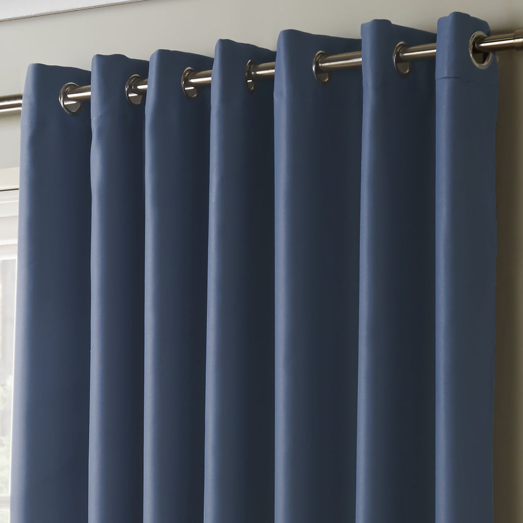 100% Blackout Eyelet Curtains in Blue