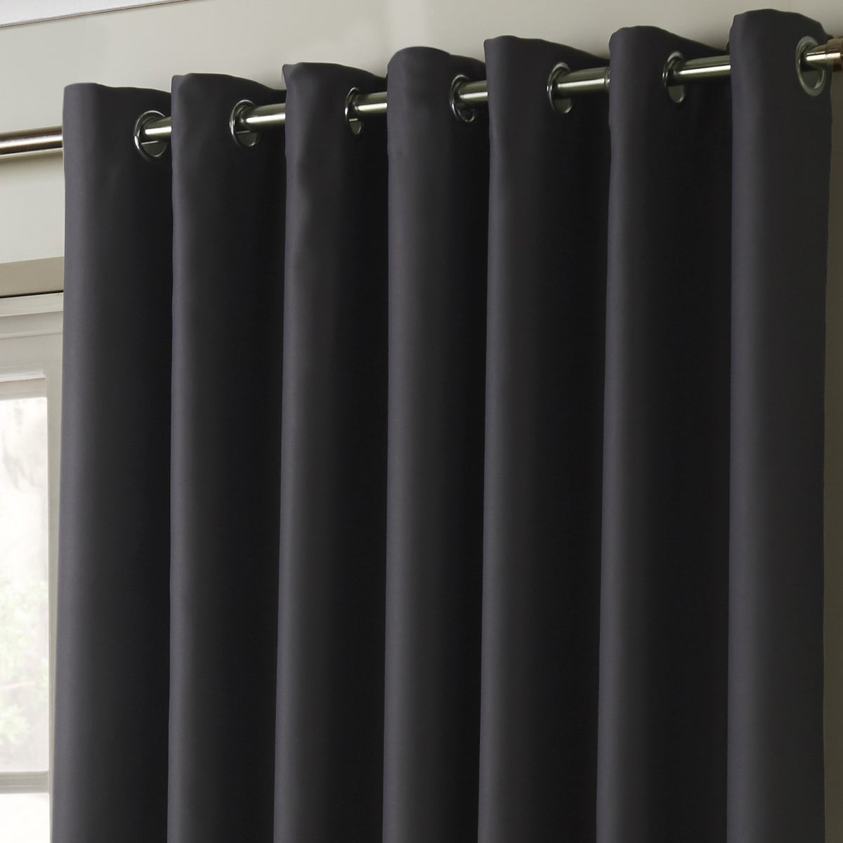 100% Blackout Eyelet Curtains in Charcoal
