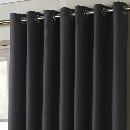 100% Blackout Eyelet Curtains in Charcoal