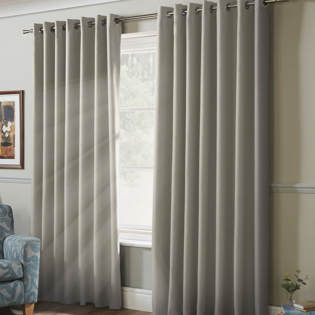 100% Blackout Eyelet Curtains in Grey