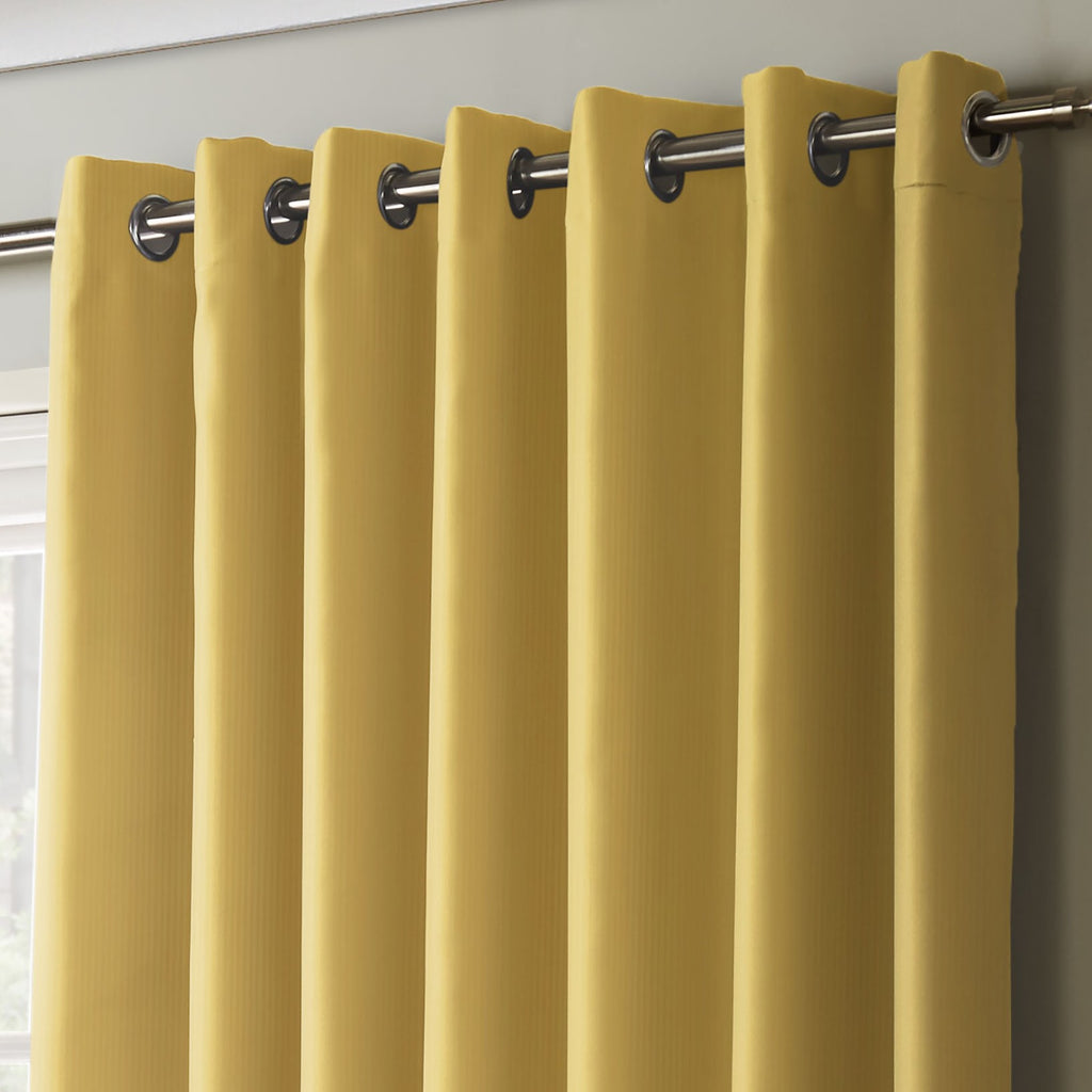 100% Blackout Eyelet Curtains in Ochre