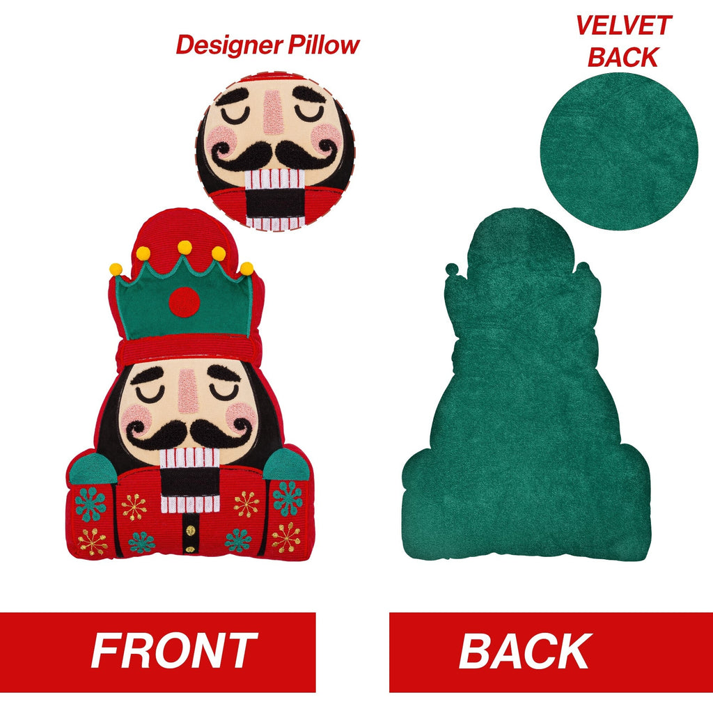 Nutcracker Embroidered Shaped Christmas Cushion