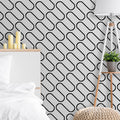 Catherine Lansfield Linear Curve Geometric Wallpaper in Black