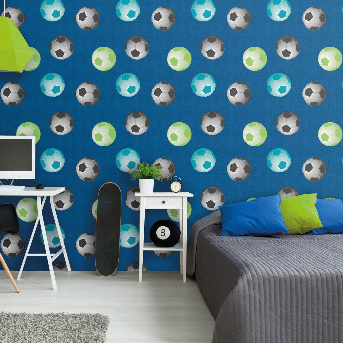 Catherine Lansfield Football Wallpaper in Blue