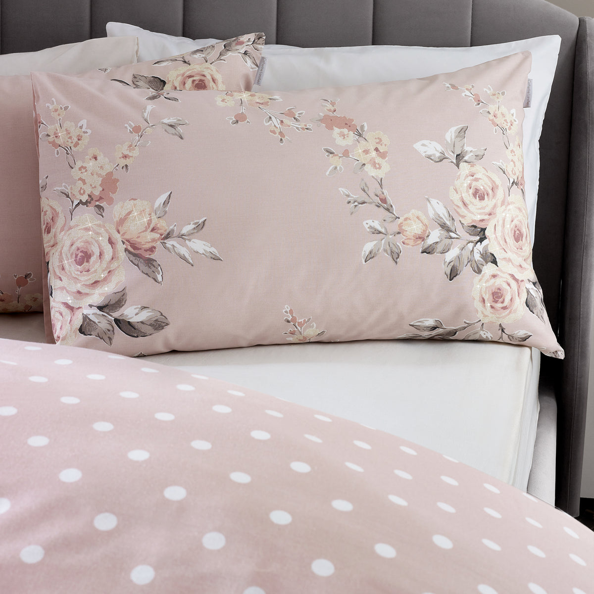 Catherine Lansfield Canterbury Floral Duvet Cover Set Blush Pink