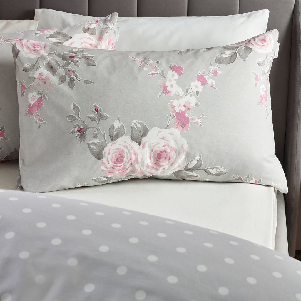 Catherine Lansfield Canterbury Floral Duvet Cover Set Grey