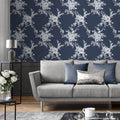 Catherine Lansfield Canterbury Floral Wallpaper in Navy