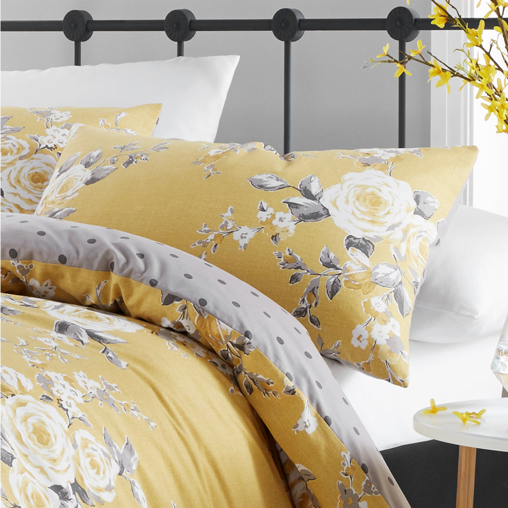 Catherine Lansfield Canterbury Floral Duvet Cover Set Ochre