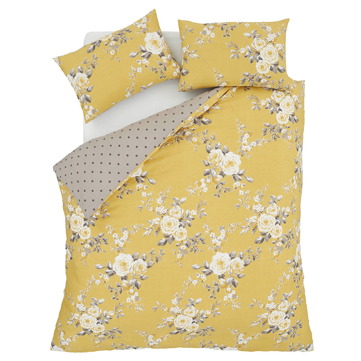 Catherine Lansfield Canterbury Floral Duvet Cover Set Ochre