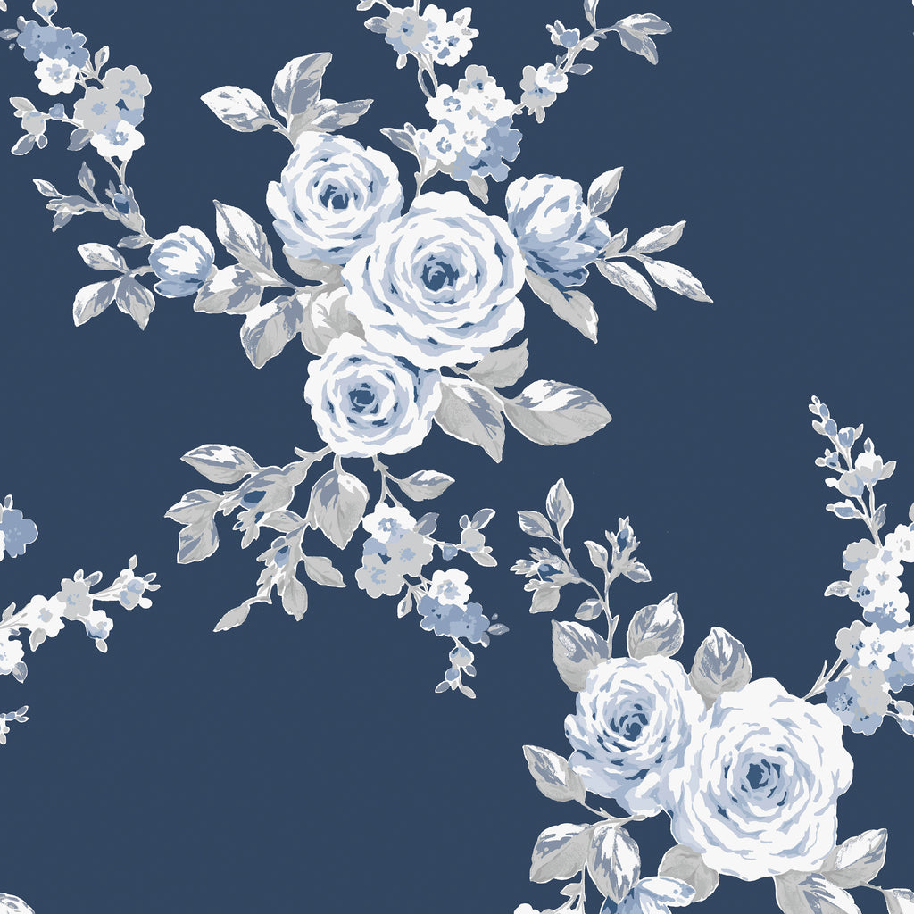 Catherine Lansfield Canterbury Floral Wallpaper in Navy