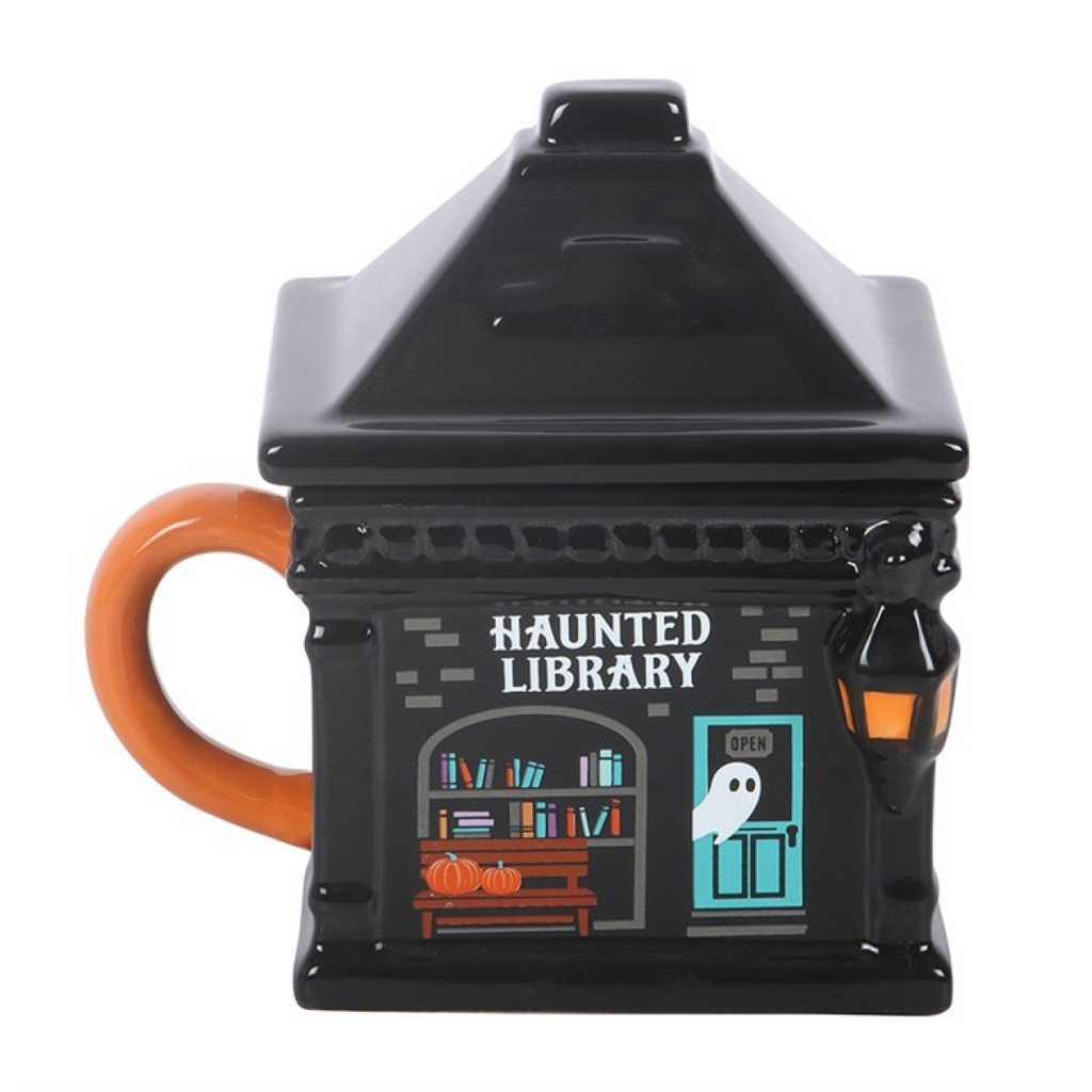Haunted Library Ghost Lidded Mug