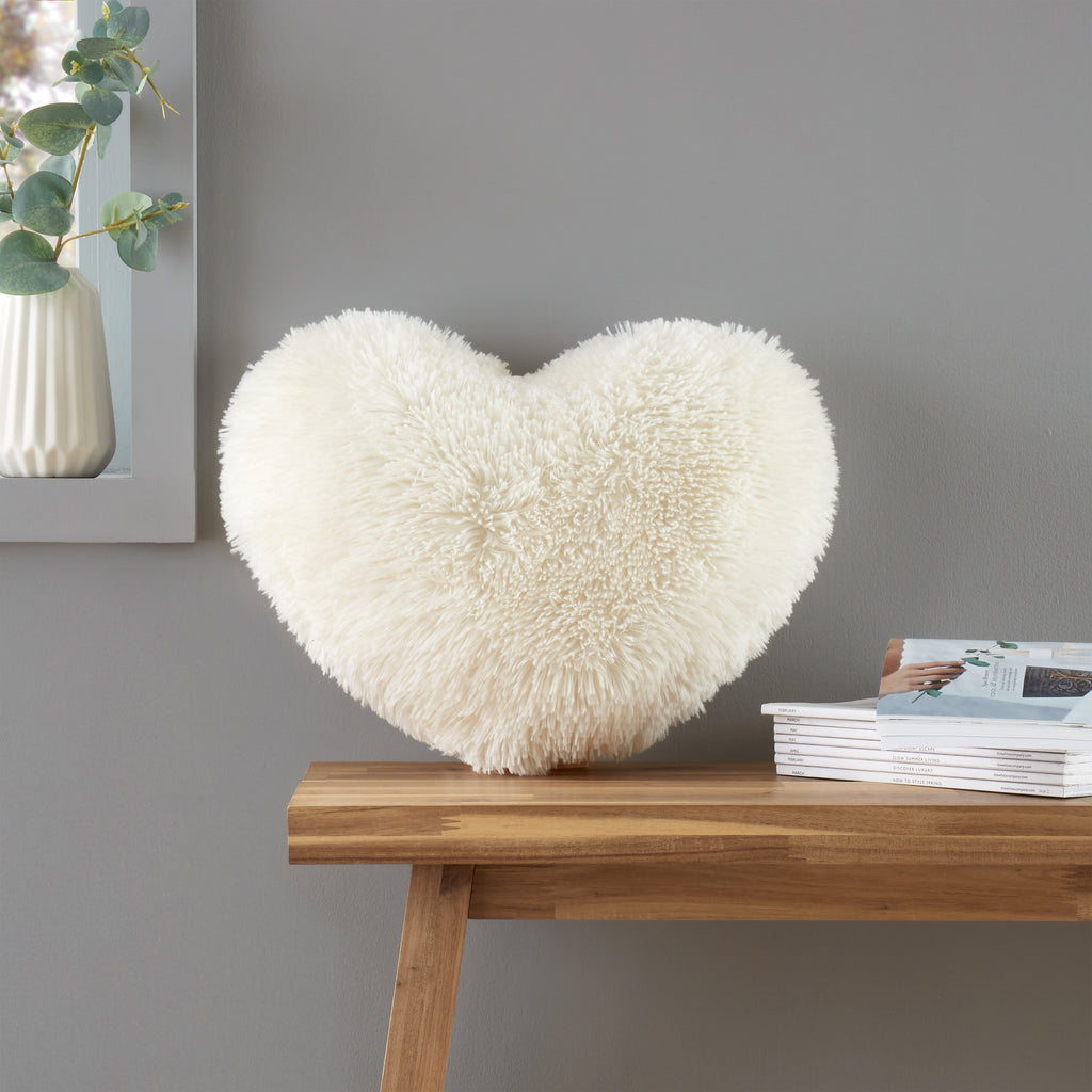 Catherine Lansfield Cuddly Heart Shaped Cushion Cream