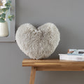 Catherine Lansfield Cuddly Heart Shaped Cushion Silver