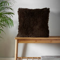Catherine Lansfield Cuddly Deep Pile Faux Fur Cushion Chocolate 45x45cm