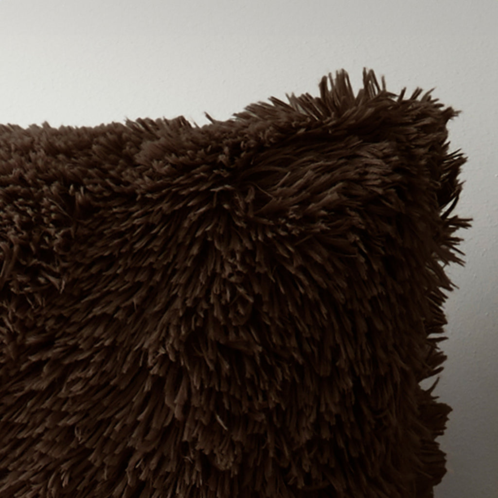 Catherine Lansfield Cuddly Deep Pile Faux Fur Cushion Chocolate 45x45cm