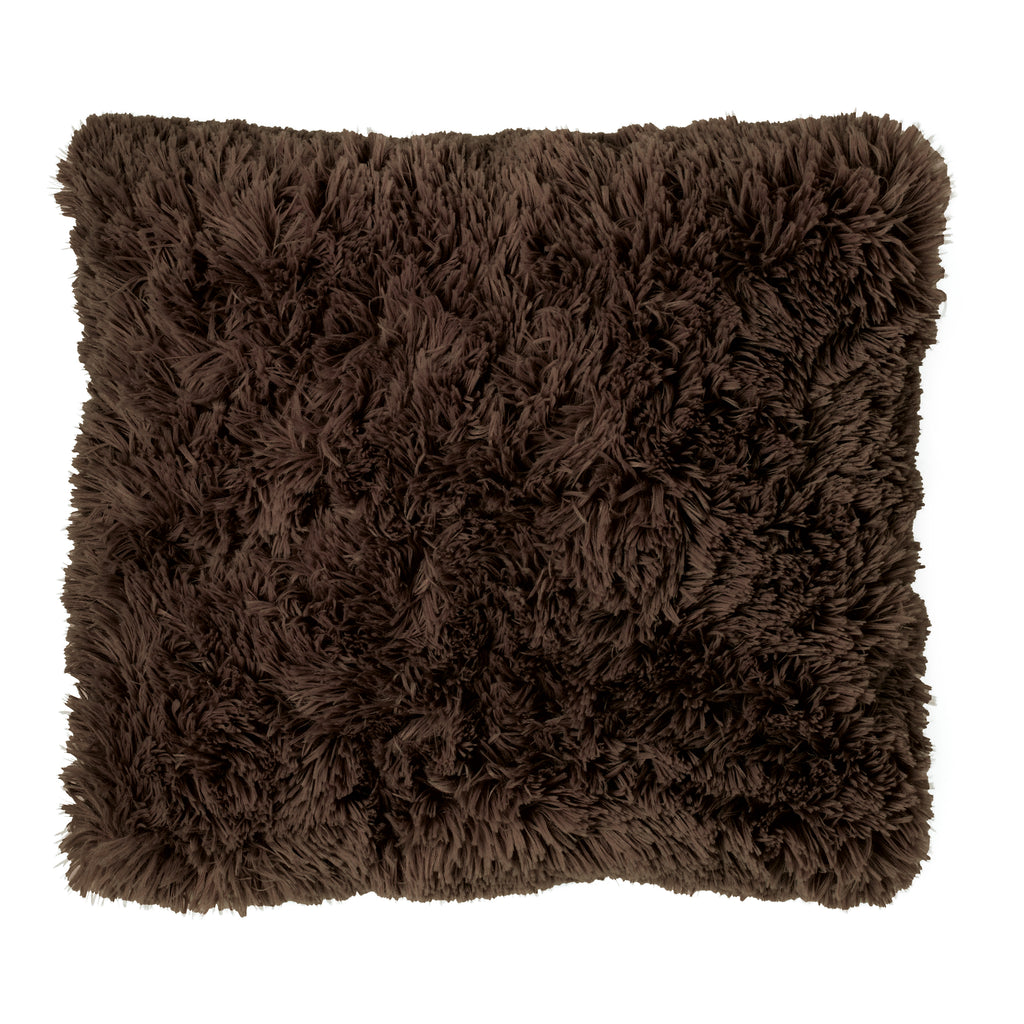 Catherine Lansfield Cuddly Deep Pile Faux Fur Cushion Chocolate 45x45cm