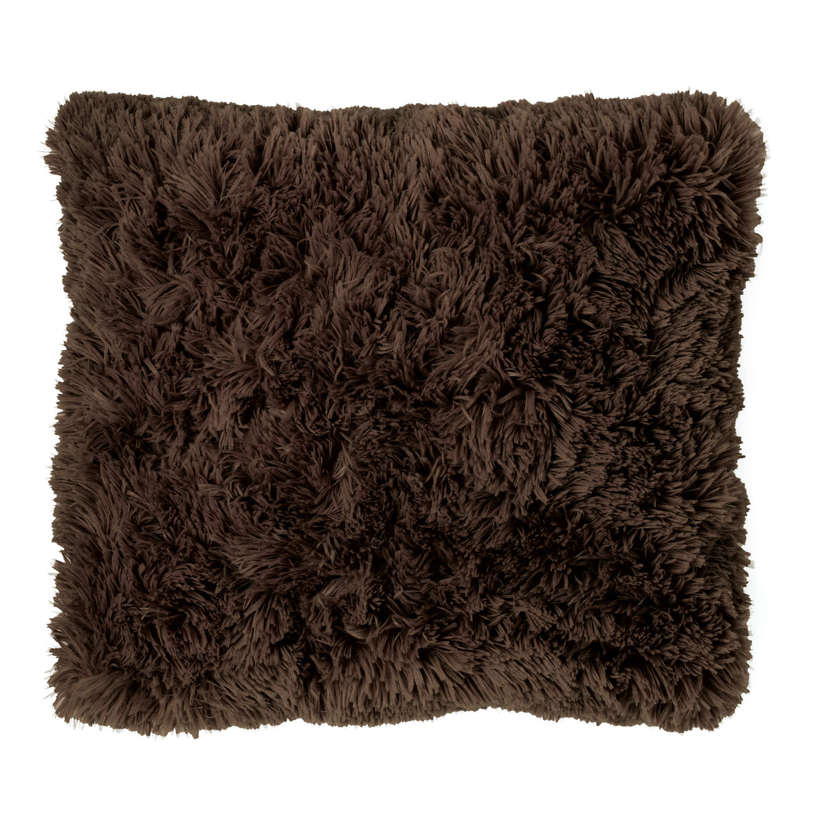 Catherine Lansfield Cuddly Deep Pile Faux Fur Cushion Chocolate 45x45cm