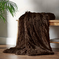 Catherine Lansfield Cuddly Deep Pile Faux Fur Blanket Throw Chocolate 150x200cm