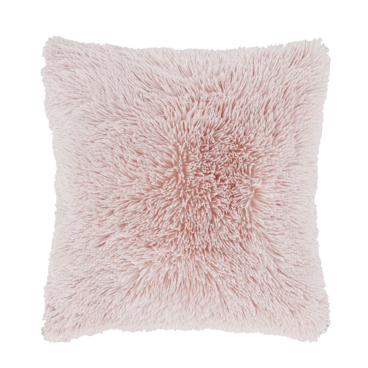 Catherine Lansfield Cuddly Deep Pile Faux Fur Cushion Blush Pink 45x45cm