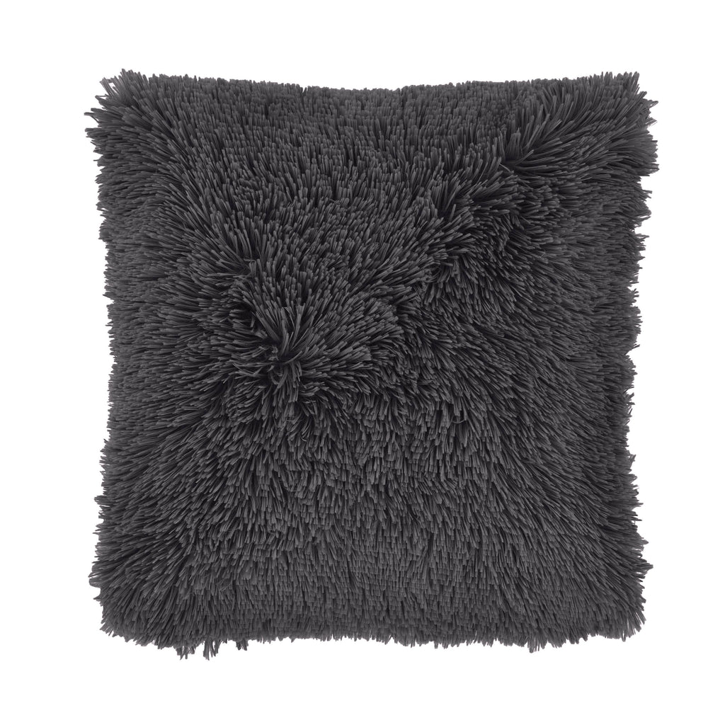 Catherine Lansfield Cuddly Deep Pile Faux Fur Cushion Charcoal Grey 45x45cm