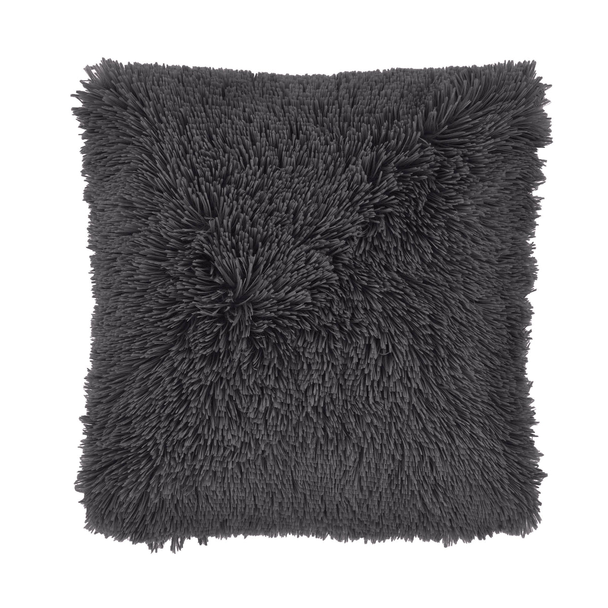 Catherine Lansfield Cuddly Deep Pile Faux Fur Cushion Charcoal Grey 45x45cm