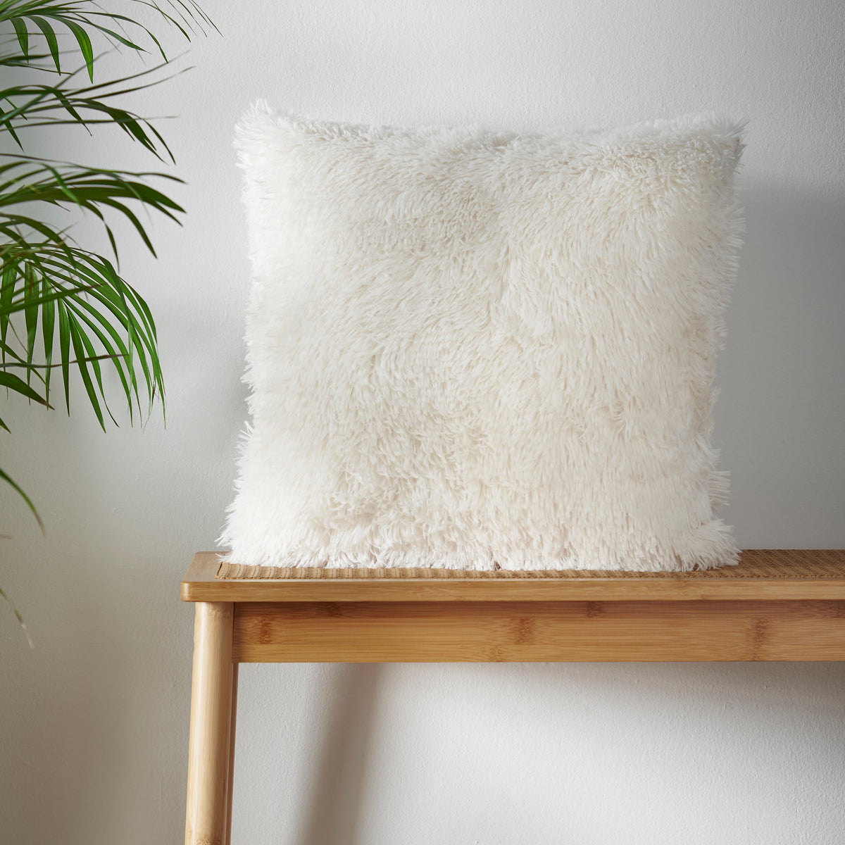 Catherine Lansfield Cuddly Deep Pile Faux Fur Cushion Cream 45x45cm