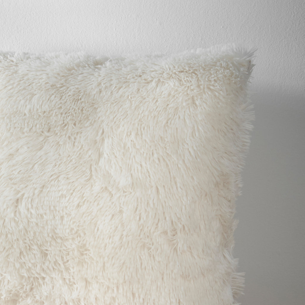 Catherine Lansfield Cuddly Deep Pile Faux Fur Cushion Cream 45x45cm