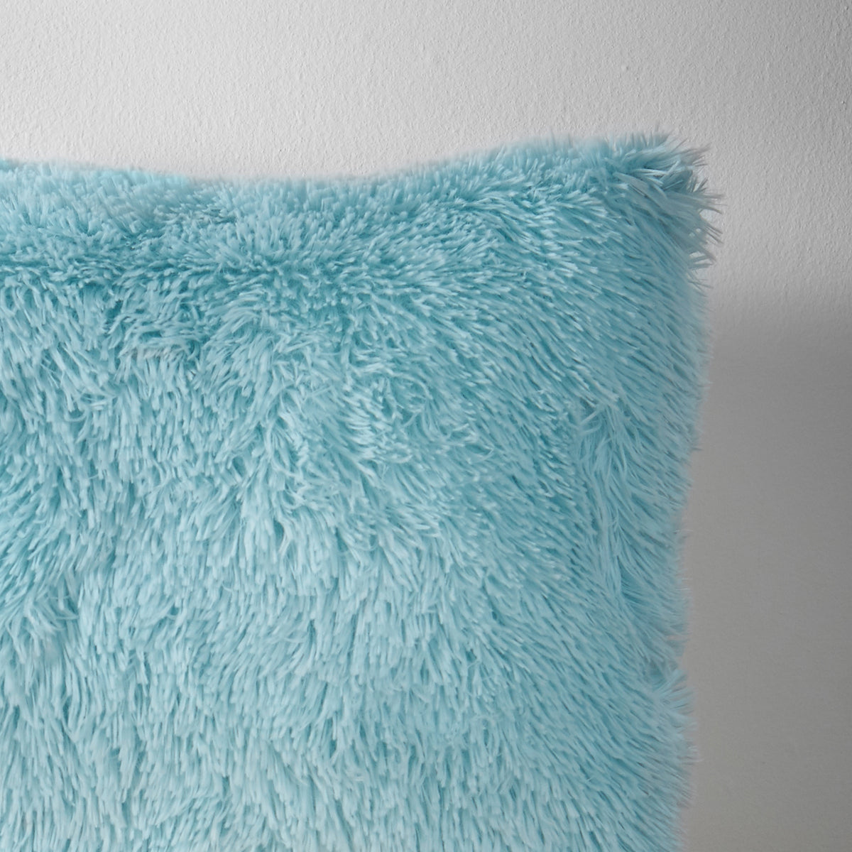 Catherine Lansfield Cuddly Deep Pile Faux Fur Cushion Duck Egg 45x45cm
