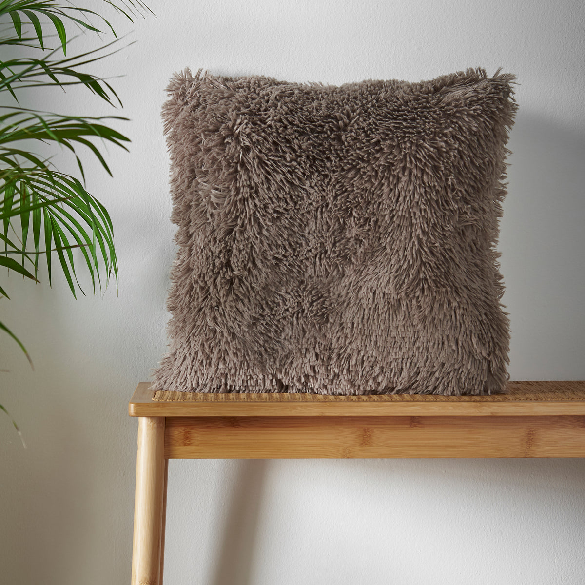 Catherine Lansfield Cuddly Deep Pile Faux Fur Cushion Natural 45x45cm