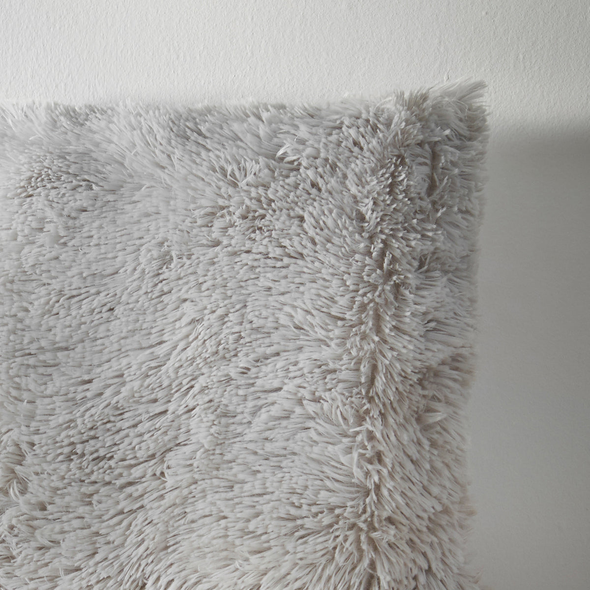 Catherine Lansfield Cuddly Deep Pile Faux Fur Cushion Silver 45x45cm