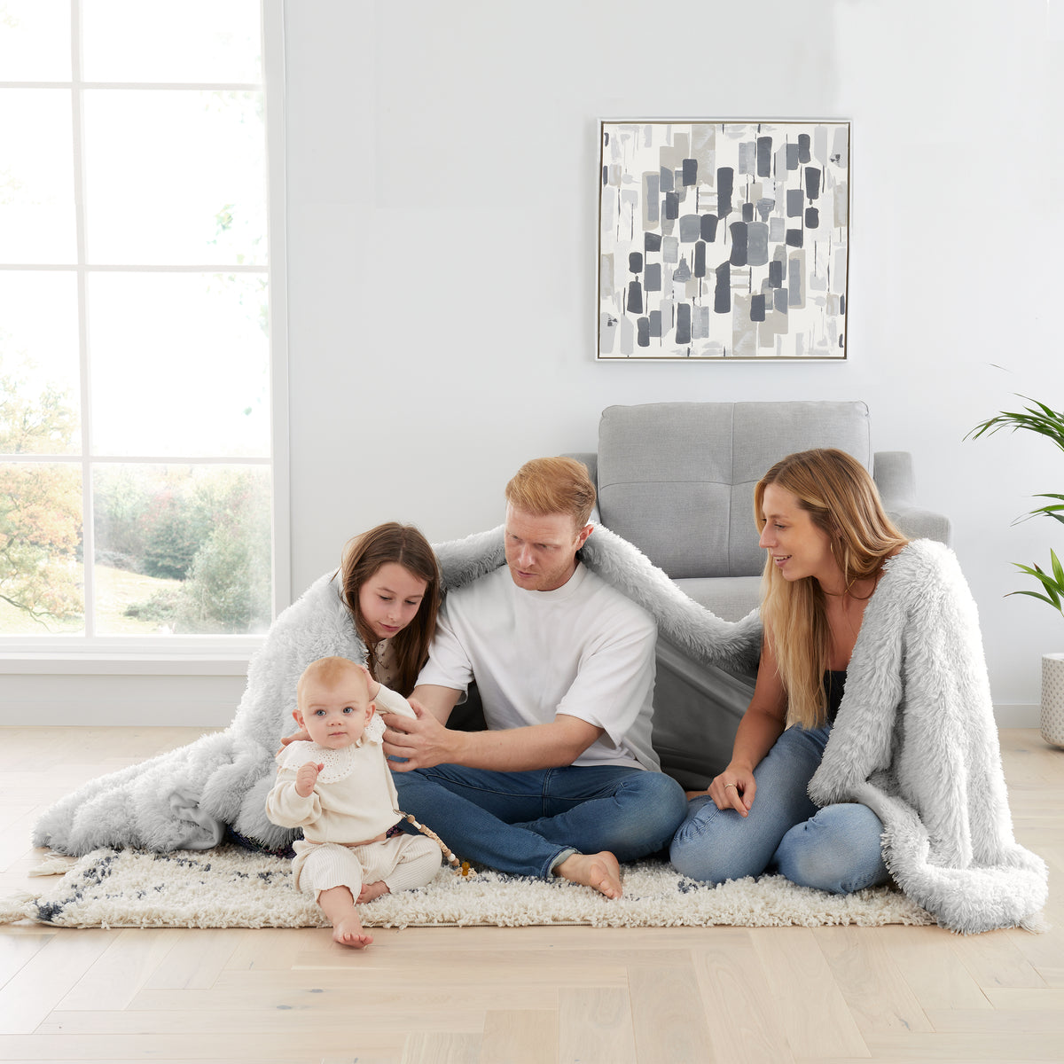 Catherine Lansfield Extra Large Cuddly Deep Pile Faux Fur Family Blanket Throw Silver