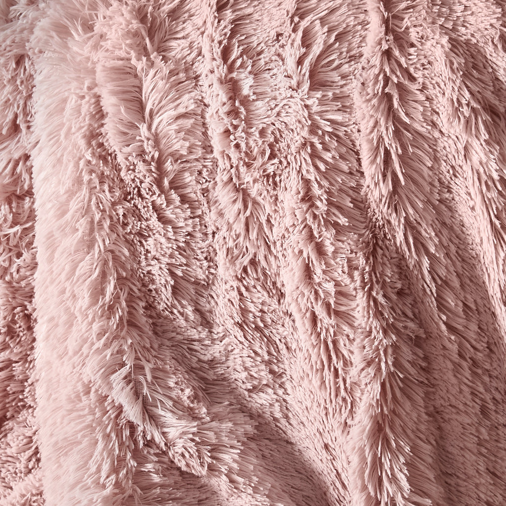Catherine Lansfield Extra Large Cuddly Deep Pile Faux Fur Family Blanket Throw Blush Pink