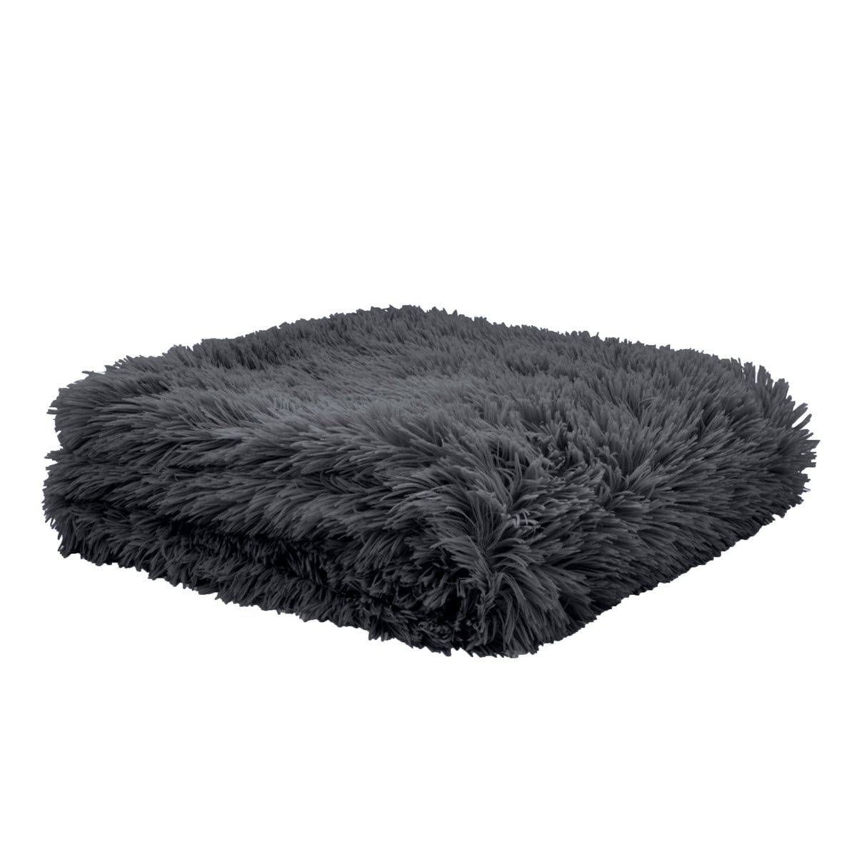 Catherine Lansfield Cuddly Deep Pile Faux Fur Blanket Throw Charcoal Grey 150x200cm