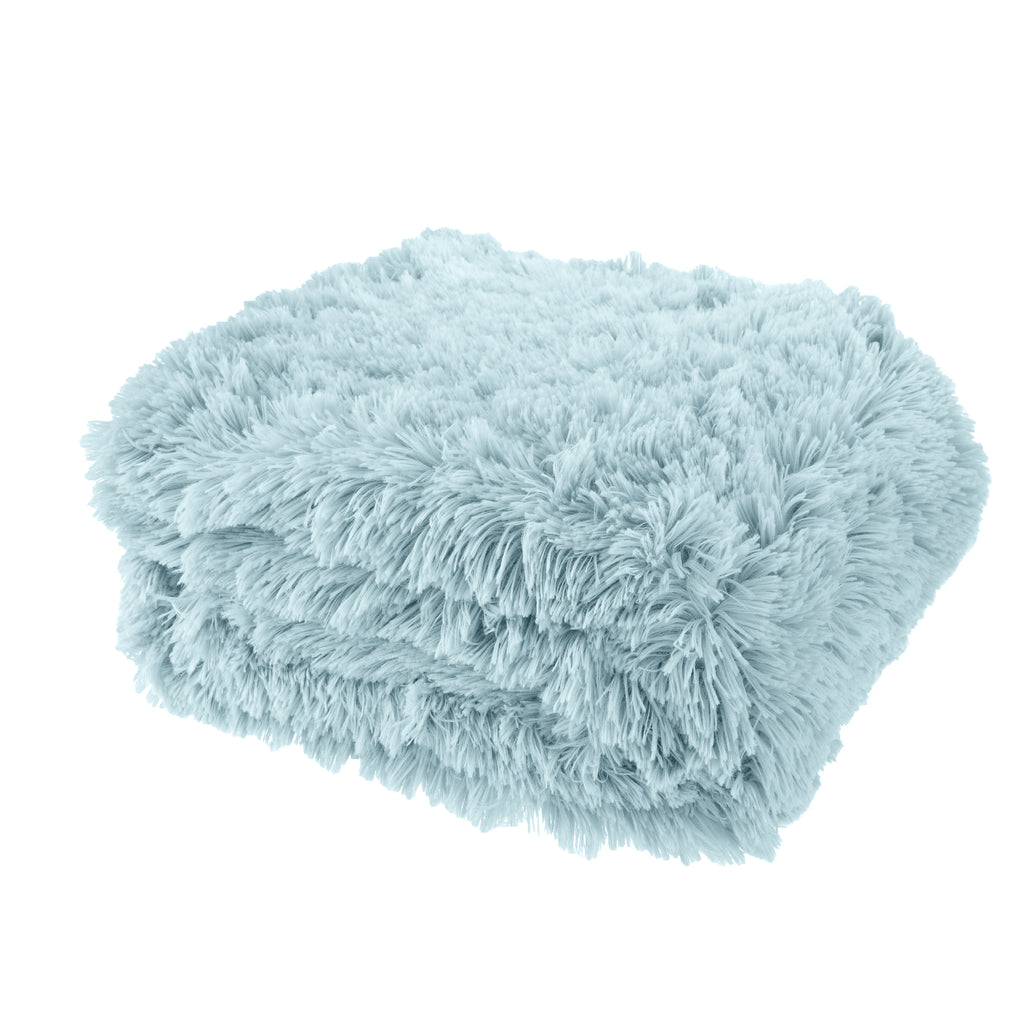 Catherine Lansfield Cuddly Deep Pile Faux Fur Blanket Throw Duck Egg 150x200cm