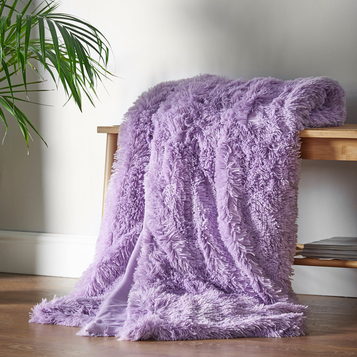 Catherine Lansfield Cuddly Deep Pile Faux Fur Blanket Throw Heather 150x200cm