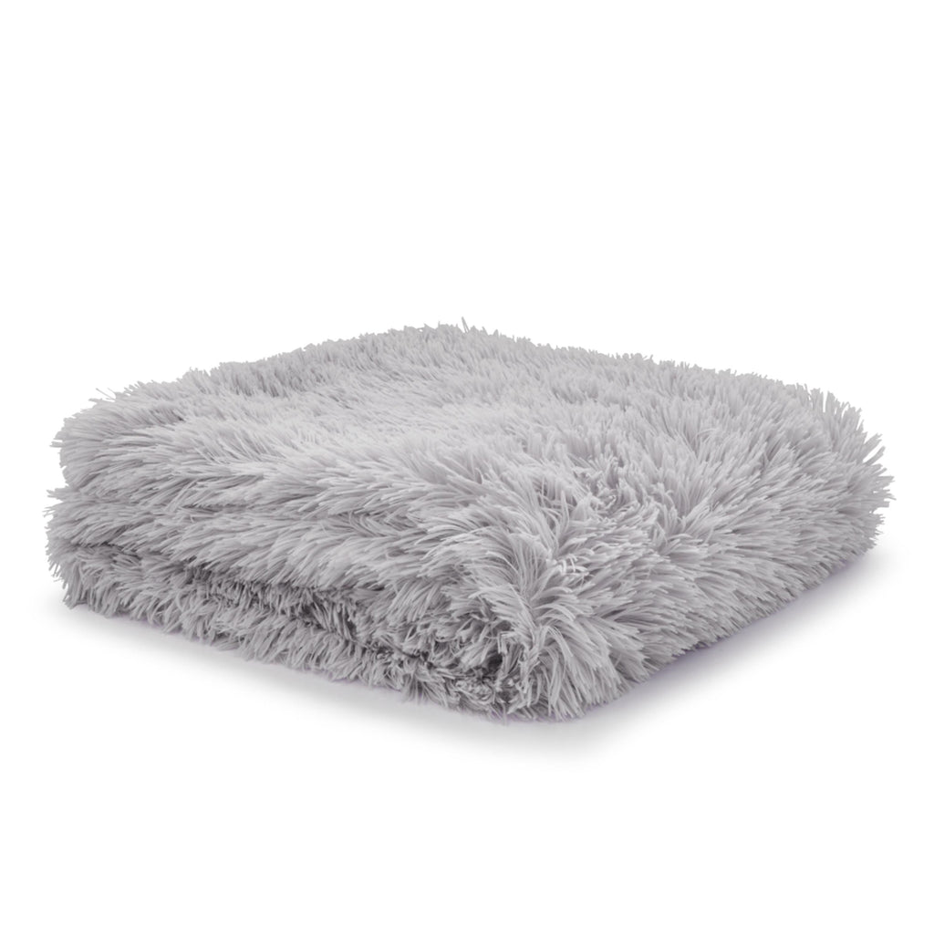 Catherine Lansfield Cuddly Deep Pile Faux Fur Blanket Throw Silver 150x200cm