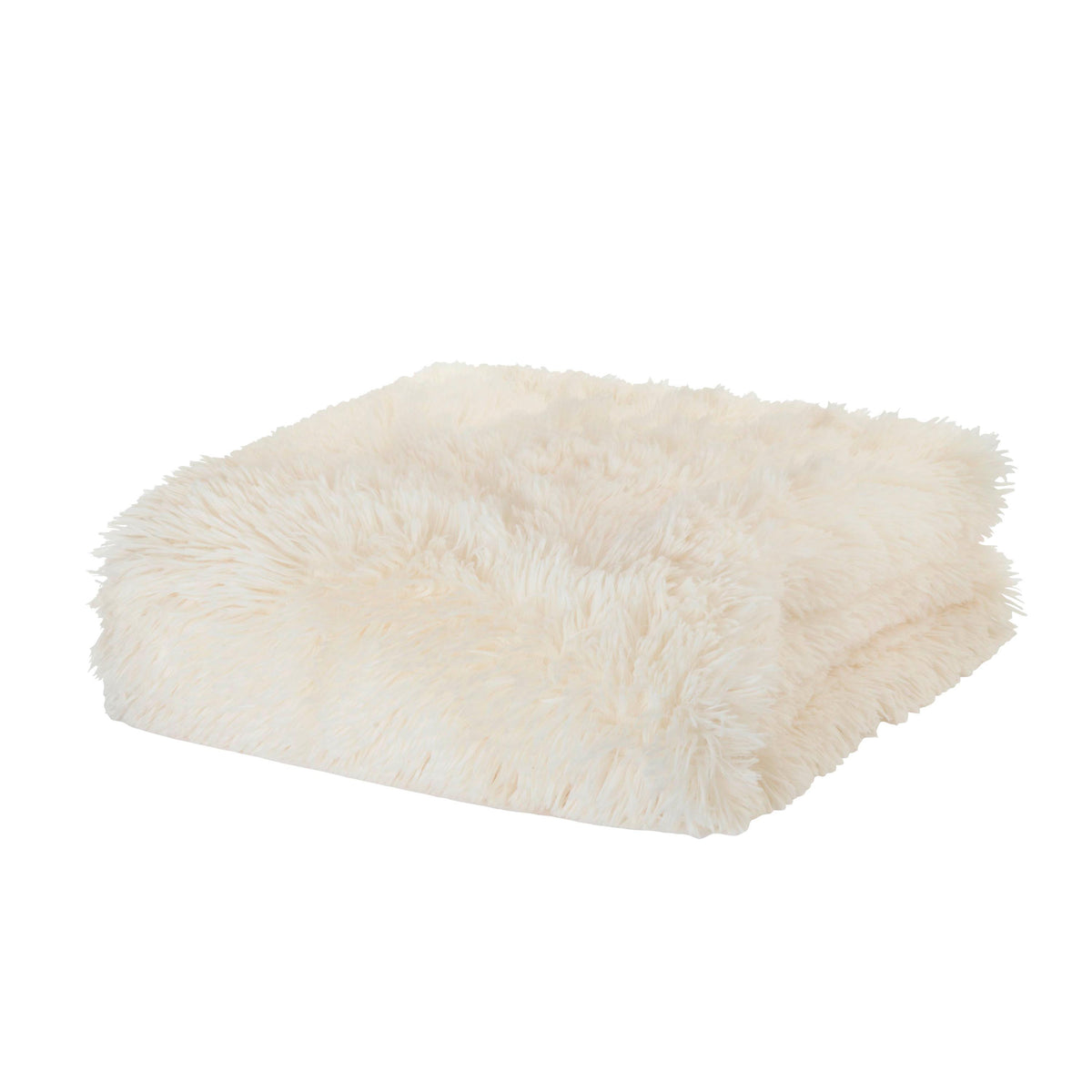 Catherine Lansfield Extra Large Cuddly Deep Pile Faux Fur Family Blanket Throw Cream