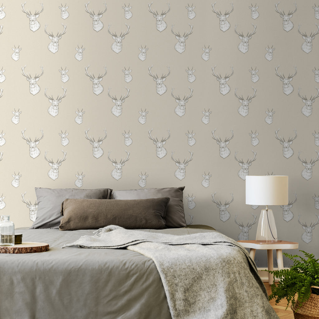 Catherine Lansfield Stag Wallpaper in Cream