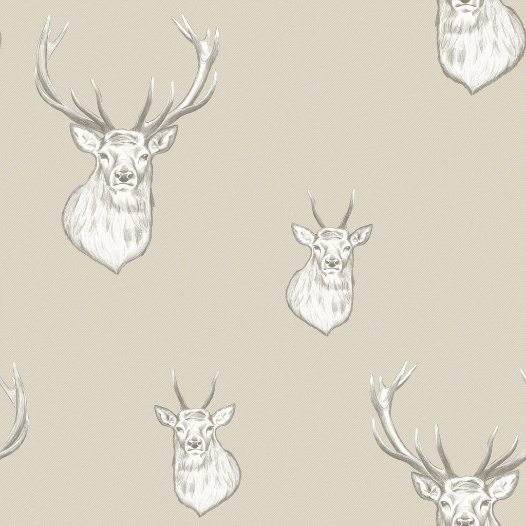 Catherine Lansfield Stag Wallpaper in Cream