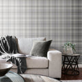 Catherine Lansfield Kelso Check Wallpaper in Silver