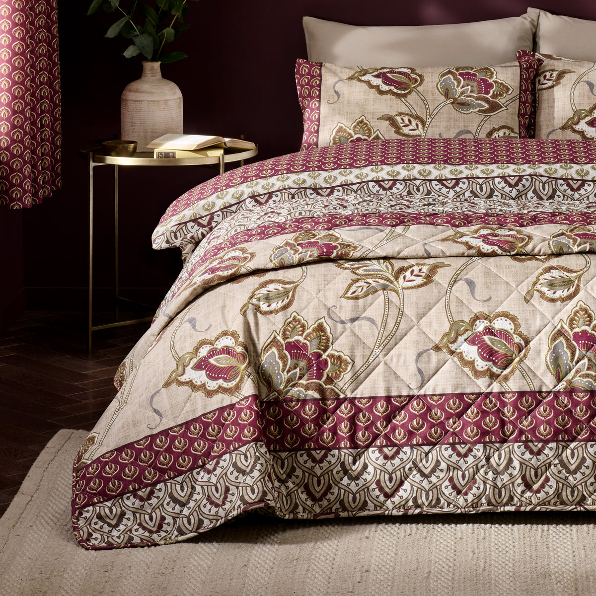 Catherine Lansfield Kashmir Paisley Bedspread Natural 200x200cm