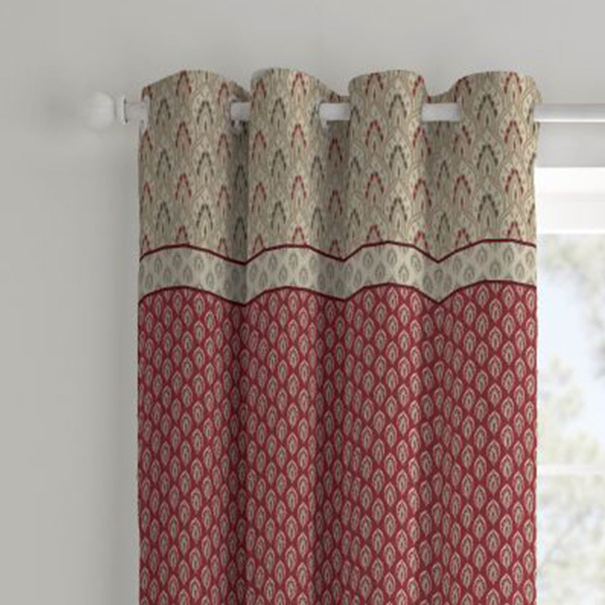 Catherine Lansfield Kashmir Paisley Eyelet Curtains in Natural 66 x 72 Inch