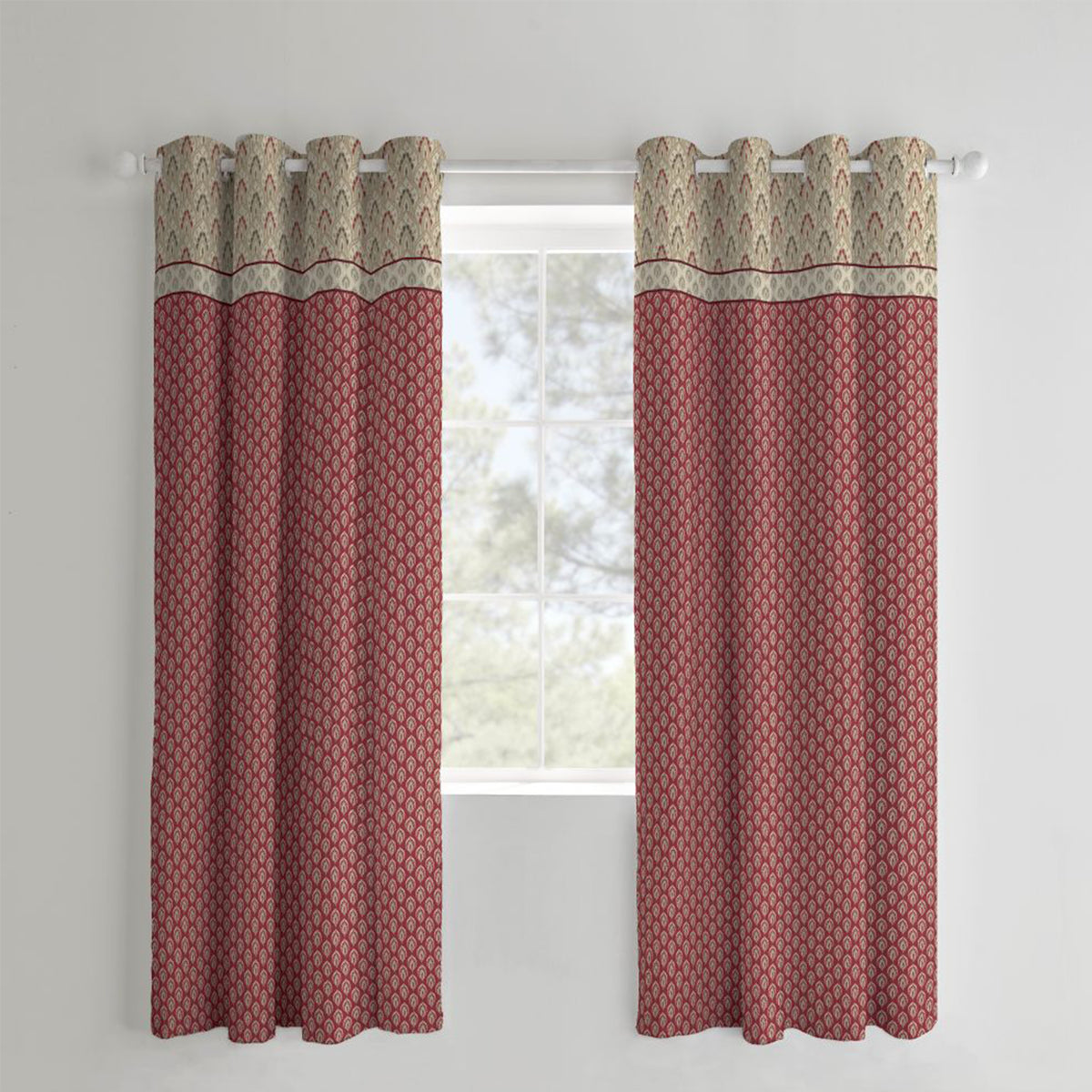 Catherine Lansfield Kashmir Paisley Eyelet Curtains in Natural 66 x 72 Inch