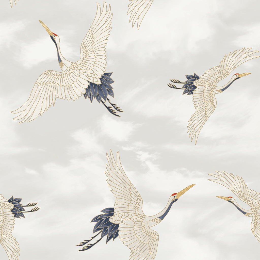 Catherine Lansfield Cranes Wallpaper in White