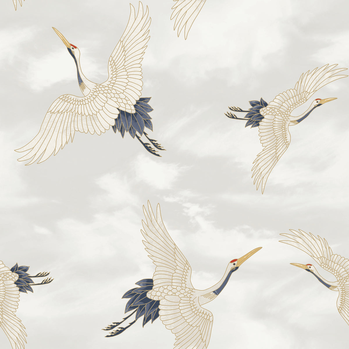 Catherine Lansfield Cranes Wallpaper in White