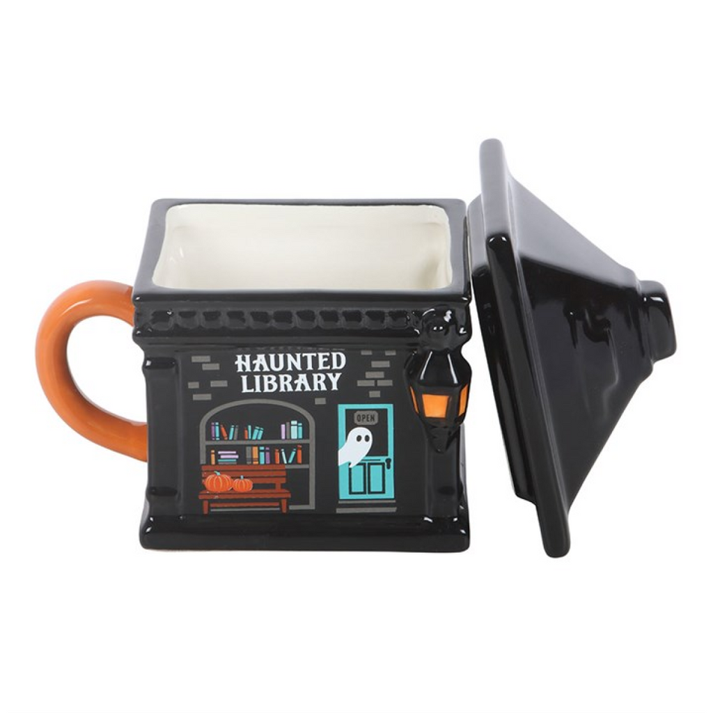 Haunted Library Ghost Lidded Mug