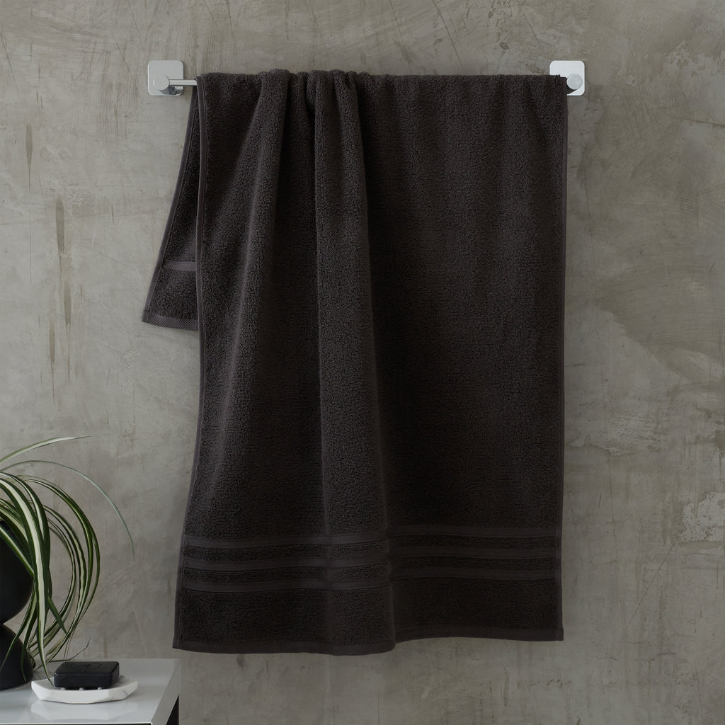 Catherine Lansfield Bathroom Zero Twist 500 GSM Soft & Absorbent Cotton Bath Sheet Pair in Charcoal